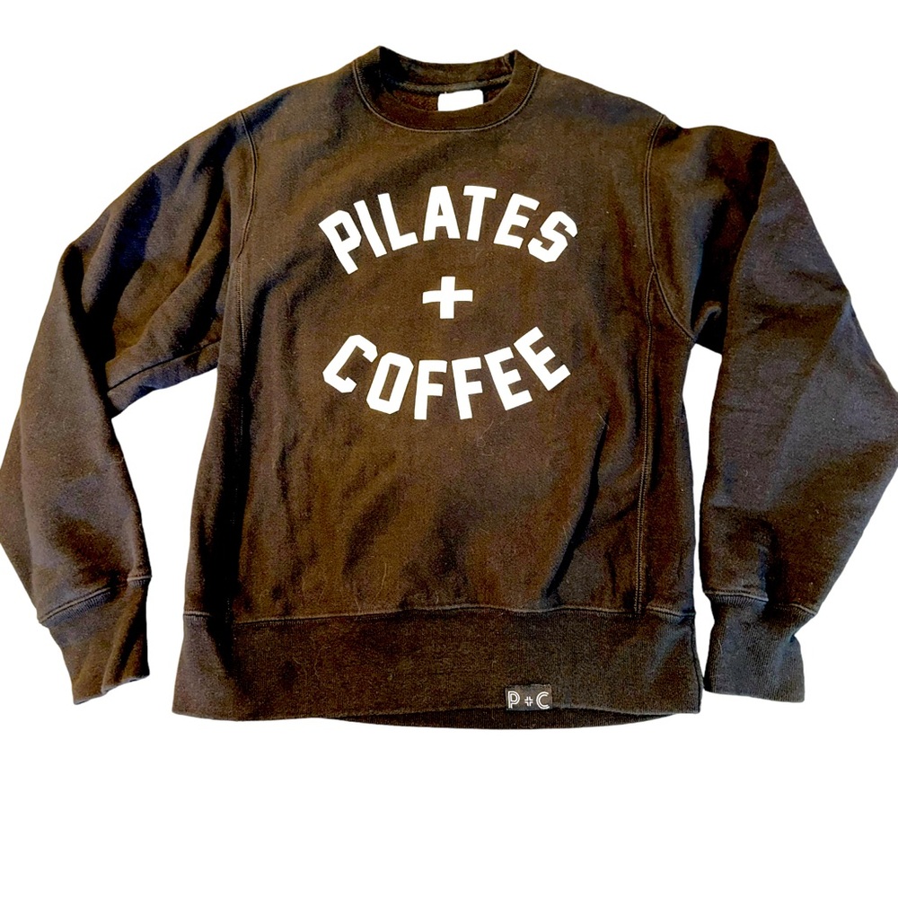 Pilates + Coffee black sweatshirt - Small